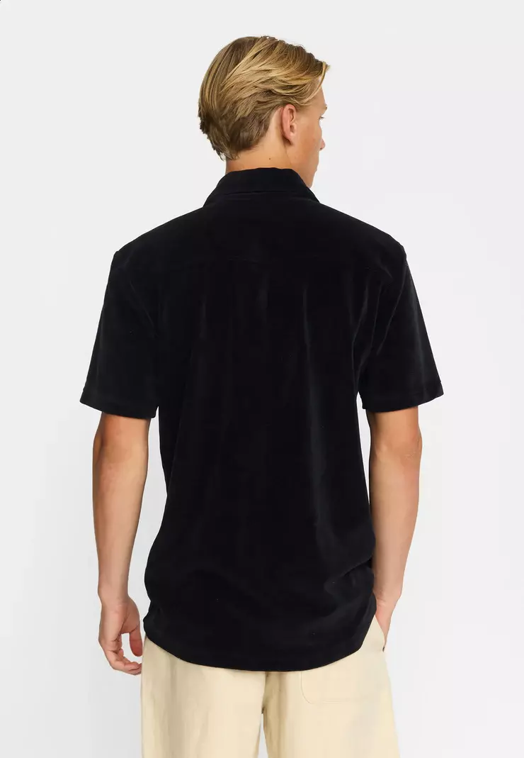 Revolution Velour Kurzarm Cuban Shirt Hemd schwarz